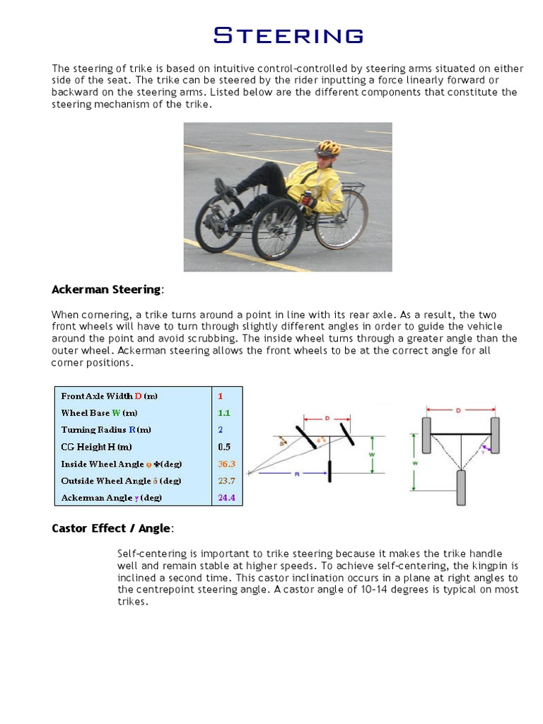 recumbent trike steering parts