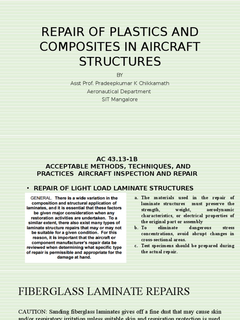 Repair of Plastics and Composites in Aircraft Structures | PDF ...