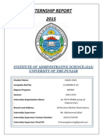 Internship Report 2015: Institute of Administrative Science - (Ias) University of The Punjab