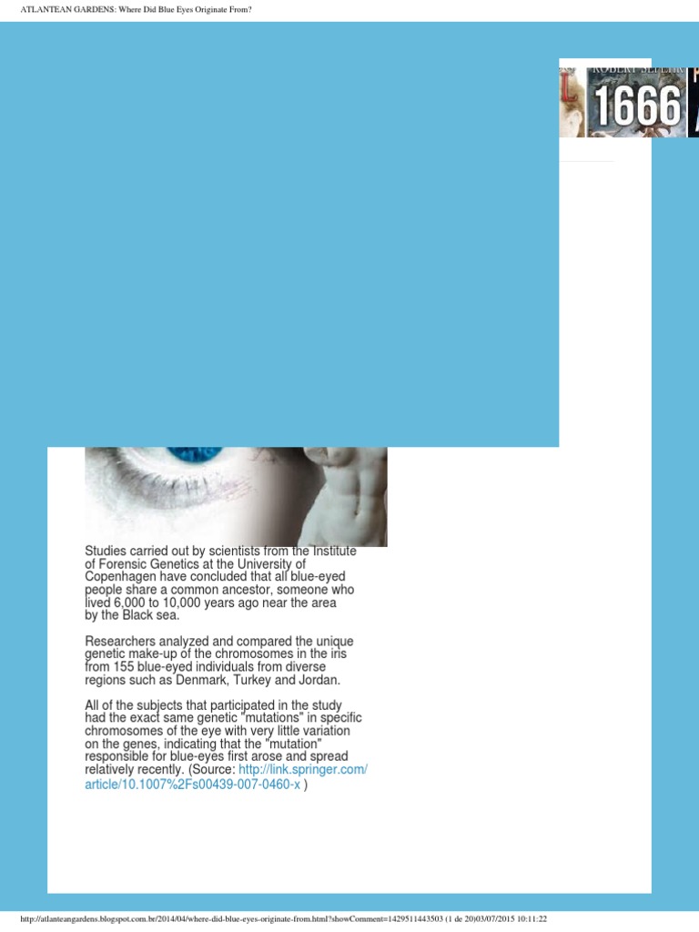04 Where Did Blue Eyes Originate From. PDF Eye Color Archaeology