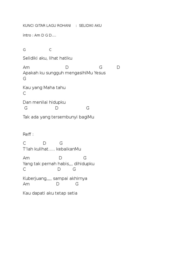 Kunci Gitar Lagu Rohani