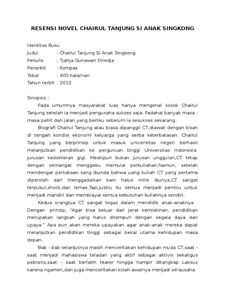 Novel Chairul Tanjung Si Anak Singkong