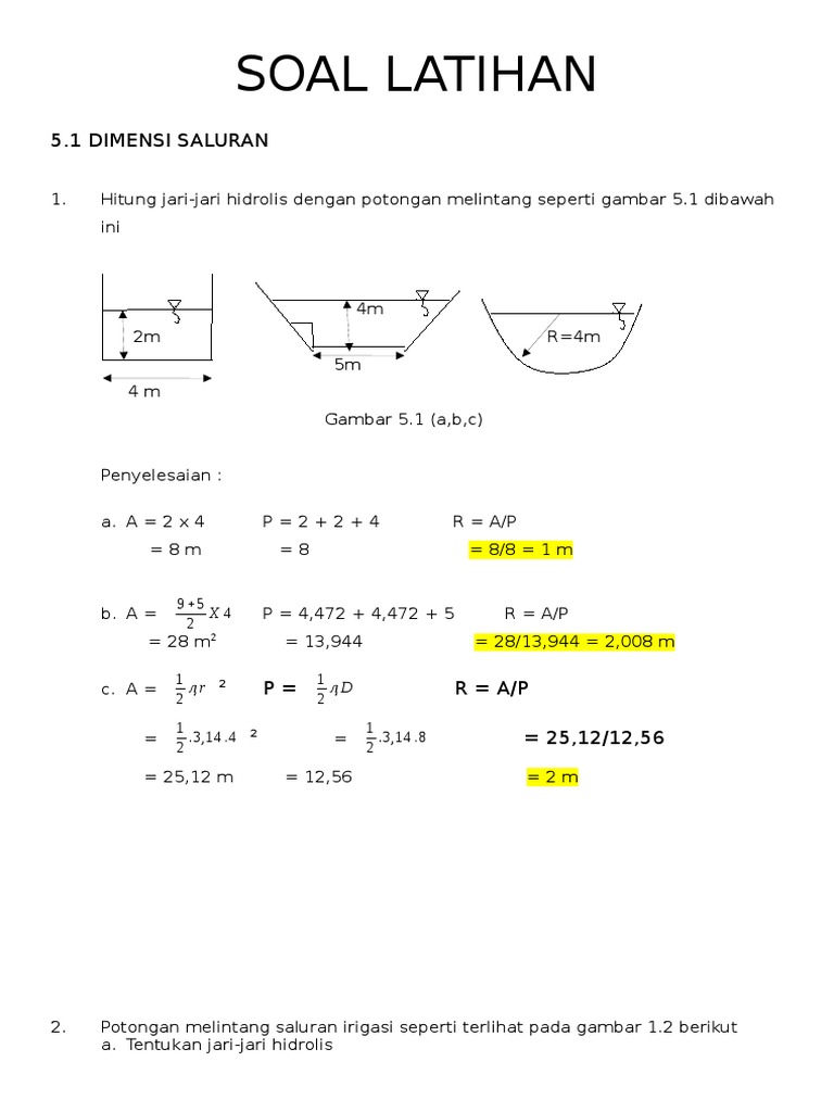 Contoh Soal Dan Jawaban Hidrolika Jawaban Cerdas