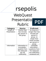 Persepolis: Webquest Presentation Rubric