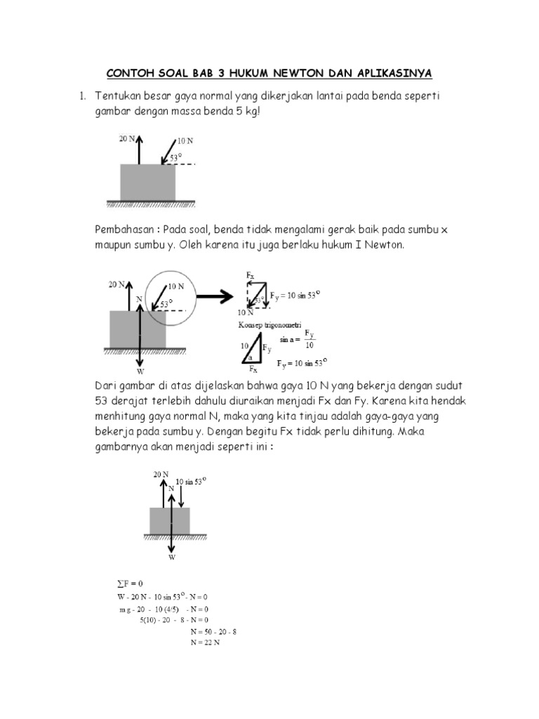 Hukum Newton 3 Contoh Soal