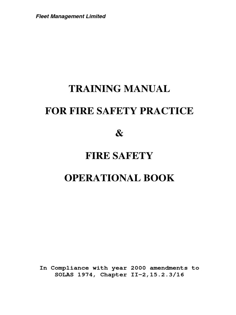 Training Manual for Fire Safety Practice Dangerous Goods Oil Tanker