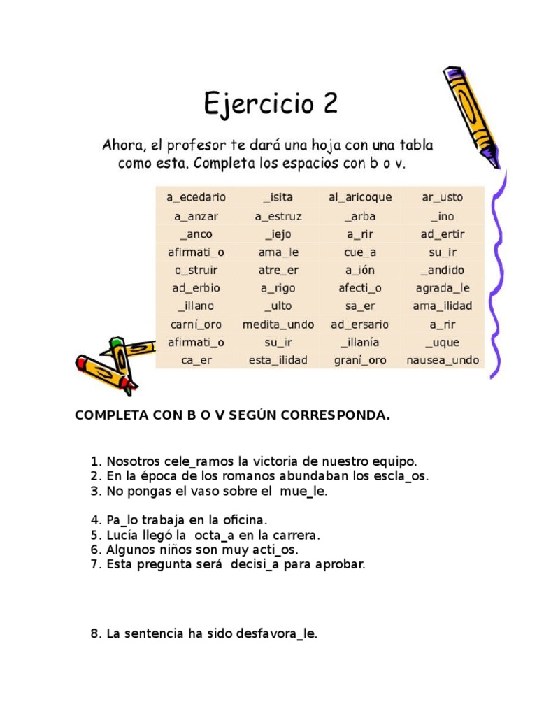 Actividad Uso de B y V | PDF | Artes del Lenguaje y Comunicación