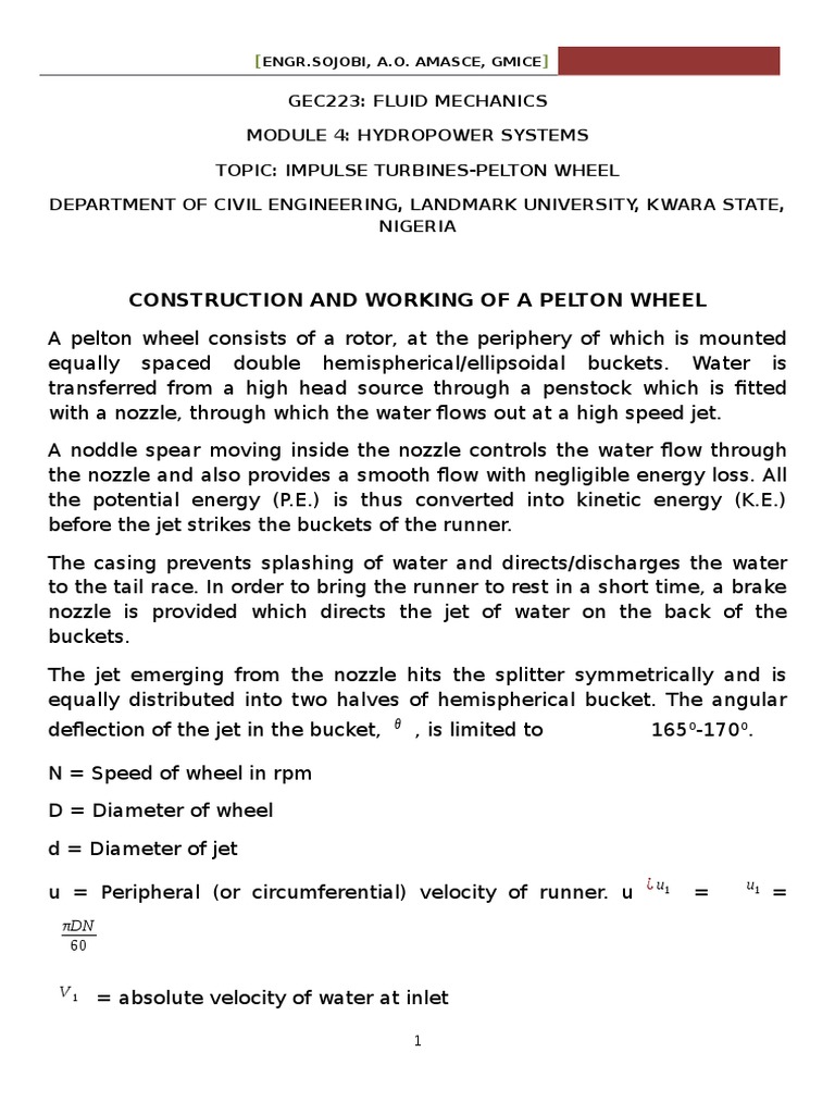 Pelton Wheel Hydropower Systems Guide | PDF | Jet Engine | Turbine