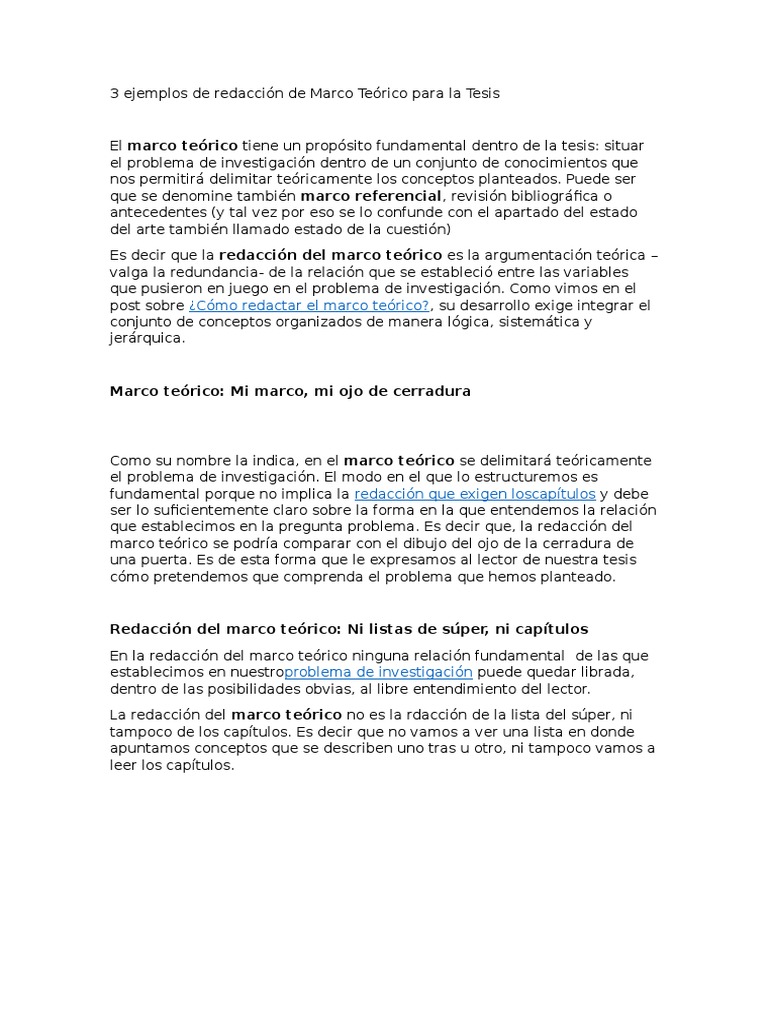 3 Ejemplos de Redacción de Marco Teórico Para La Tesis