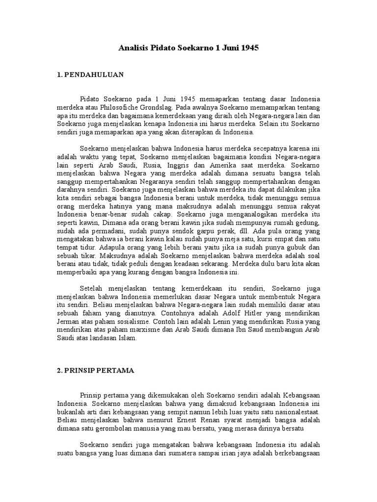Teks Pidato Bung Karno 1 Juni 1945 Kumpulan Referensi Teks Pidato