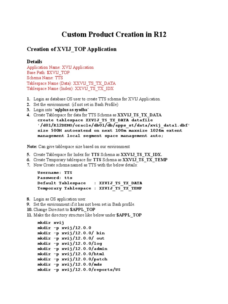 Custom Product Creation in R12 | PDF | Database Schema | Oracle Database