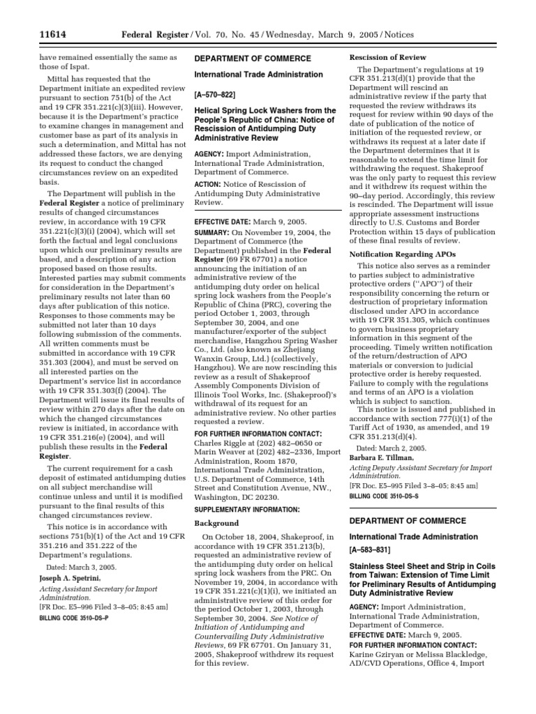 Antidumping Duty Review Updates 2005 | PDF | Dumping (Pricing Policy ...