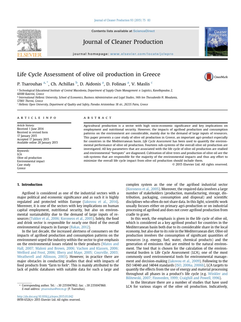 Olive Oil Production in Greece | PDF | Life Cycle Assessment | Industries