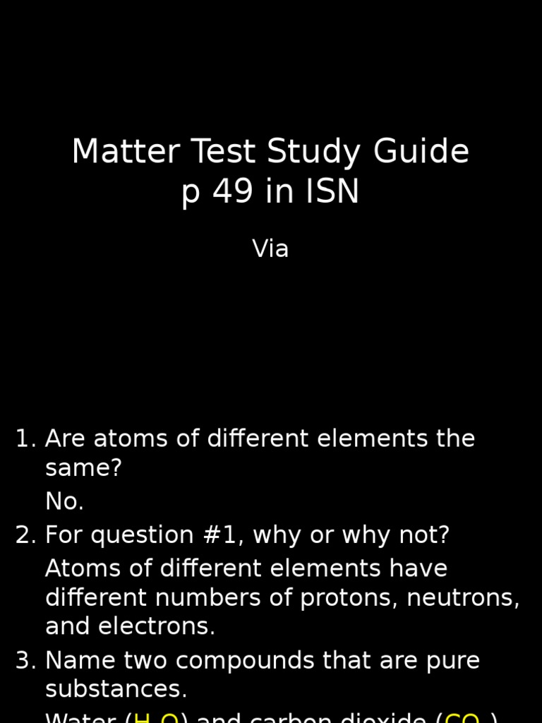 matter test study guide key | Matter | Atoms