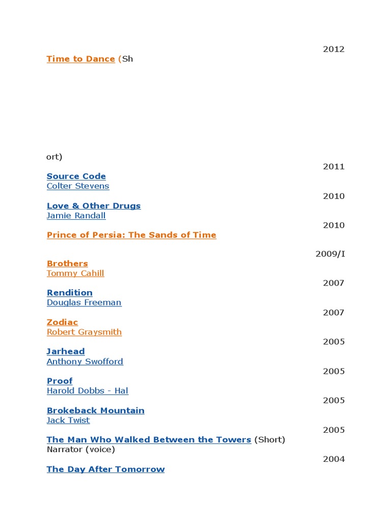 Time To Dance (: Source Code Love & Other Drugs | PDF
