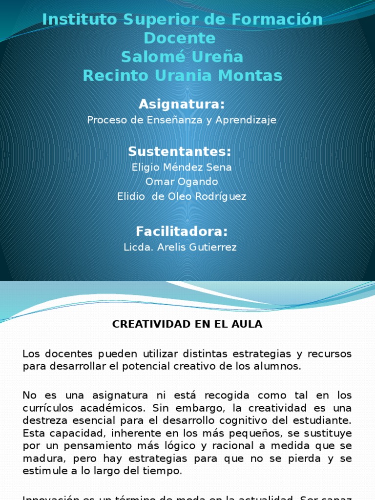 Creatividad En El Aula Pdf Creatividad Maestros