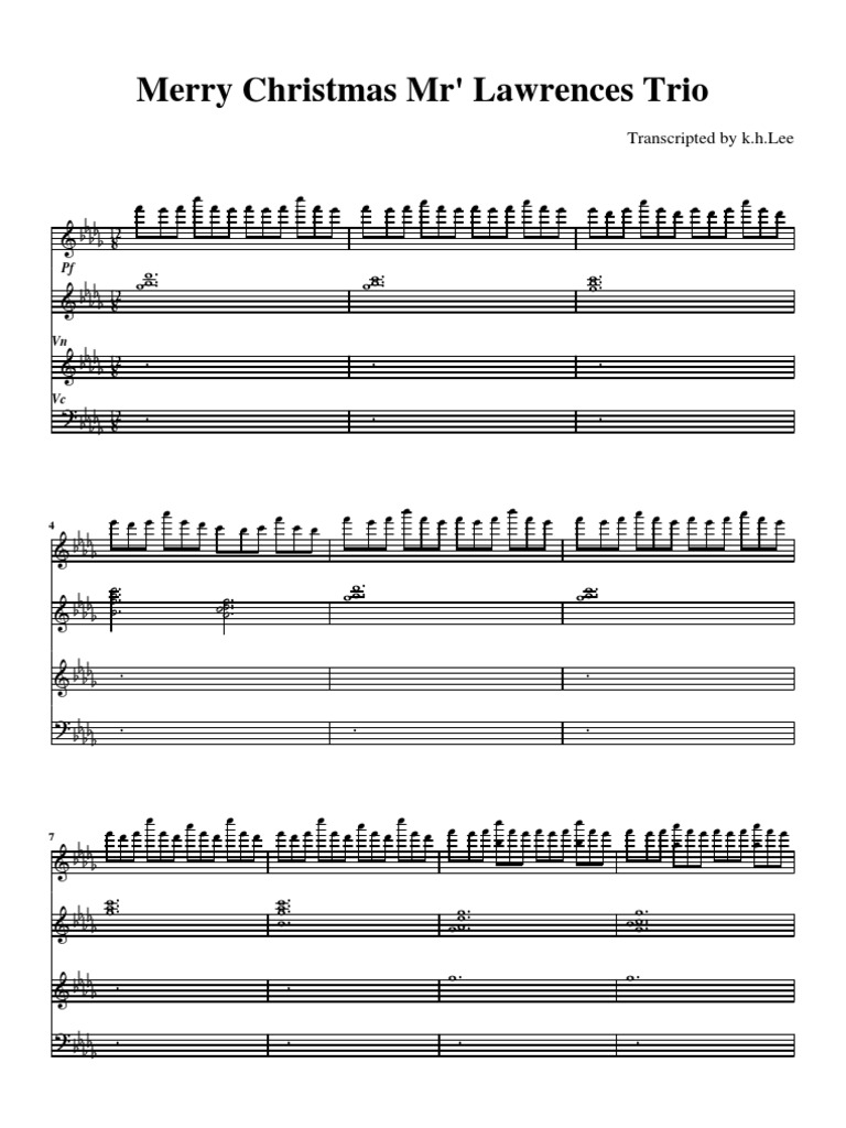 Merry Christmas Mr. Lawrence: Piano, Violin, Cello Trio Version