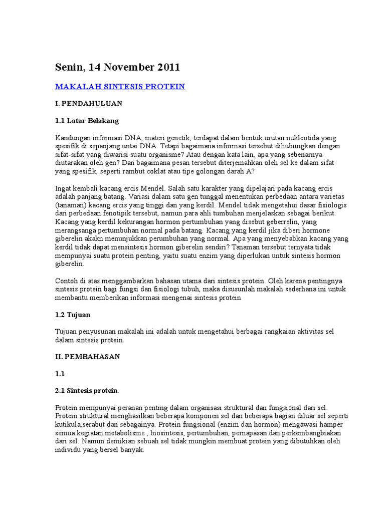 Makalah Sintesis Protein