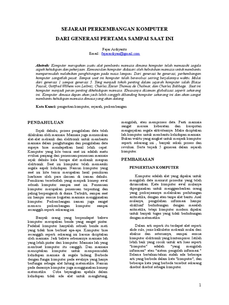 Jurnal Sejarah Perkembangan Komputer