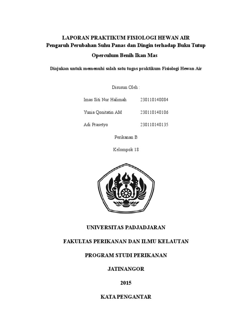 Laporan Praktikum Fisiologi Hewan Air bukaan operculum Laporan Praktikum Fisiologi Hewan Air bukaan operculum