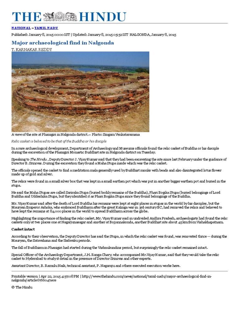 Major Buddhist Relic Found in Nalgonda | PDF
