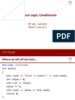 Boolean Logic Conditionals: ITP 165 - Fall 2015 Week 2, Lecture 1