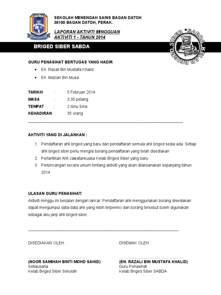 Aktiviti Kelab 1 Briged Siber Pdf