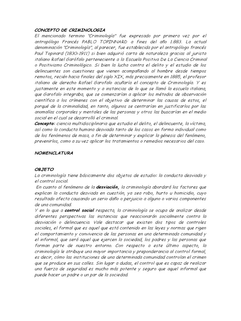 CRIMINOLOGIA Criminología Delito