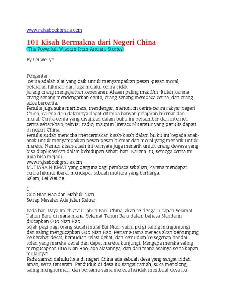 Kisah Bermakna Dari China