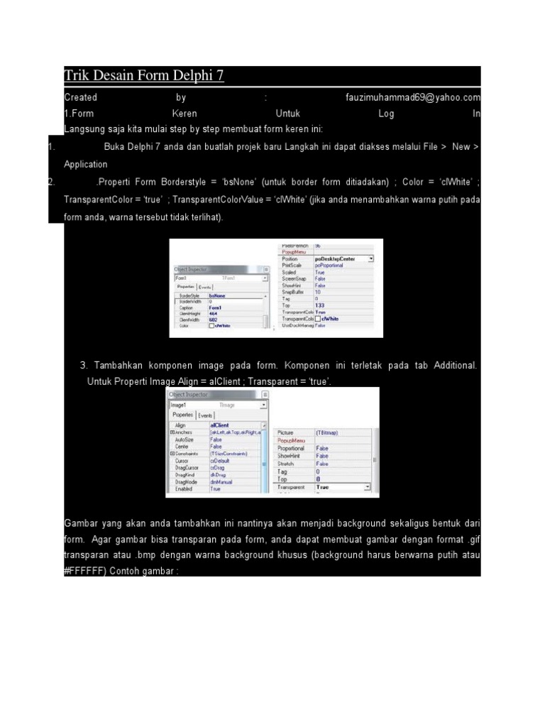 Trik Desain Form Delphi 7 | PDF | Komputer