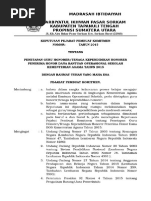 Contoh Sk Penetapan Gaji Guru Honorer Seputaran Guru