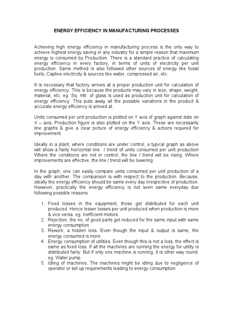 Energy Efficiency in Manufacturing | PDF | Efficient Energy Use ...