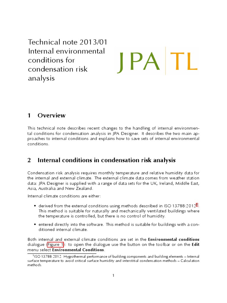 Jpa Condensation Risk Analysis TechnicalNote2013 01 | Download Free PDF ...