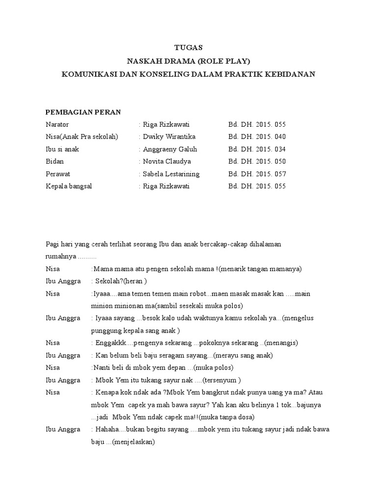 Naskah Drama Penyesalan Seorang Anak