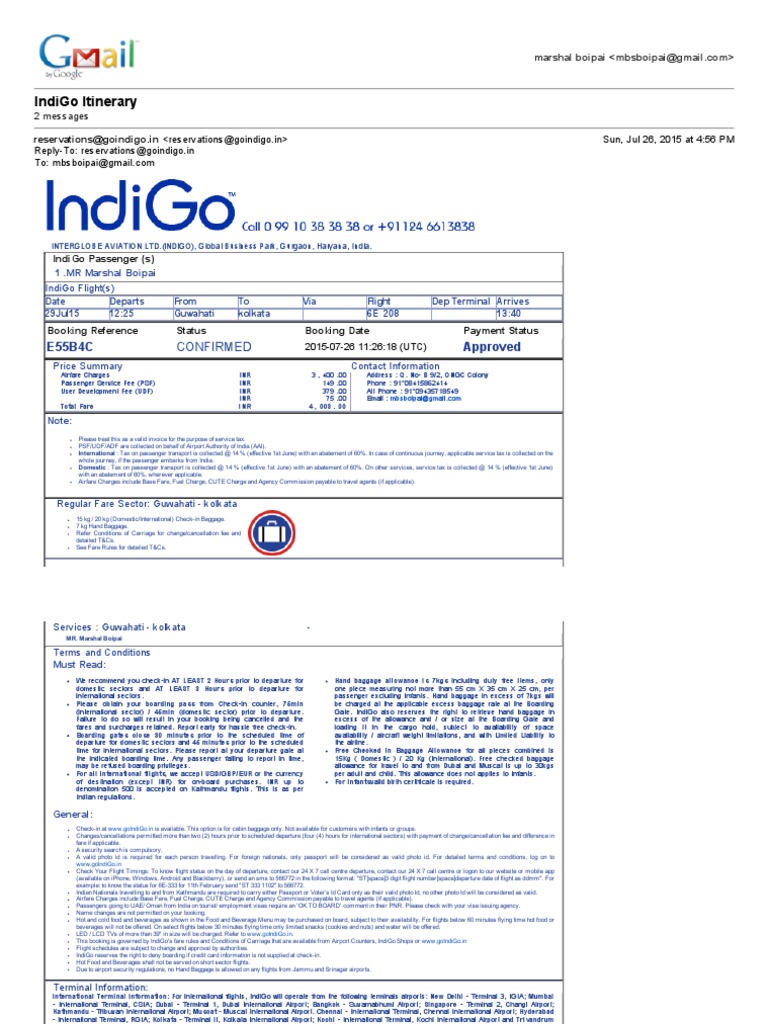 IndiGo Itinerary.pdf International Airport Airport