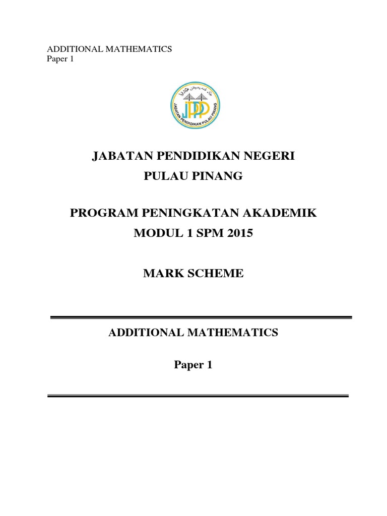 Modul 1 Add Math 2015 Jpnpp Jawapan Kertas 1l Pdf