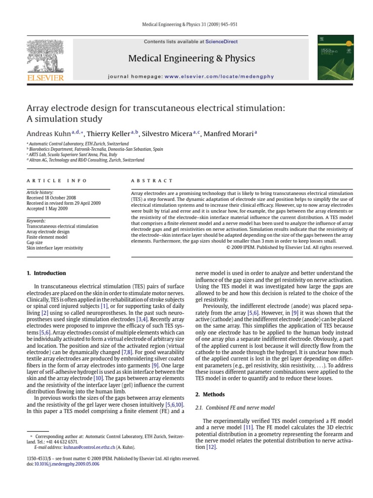 Array Electrode Design For Transcutaneous Electrical Stimulation | PDF ...