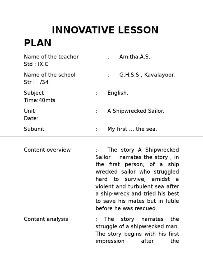 Amitha Innovative Lesson Plan | PDF | Cognition | Communication