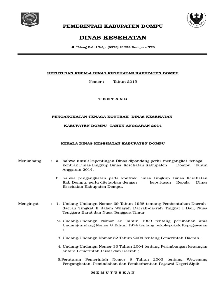 Contoh Sk Pemberhentian Tenaga Honorer Dunia Sosial
