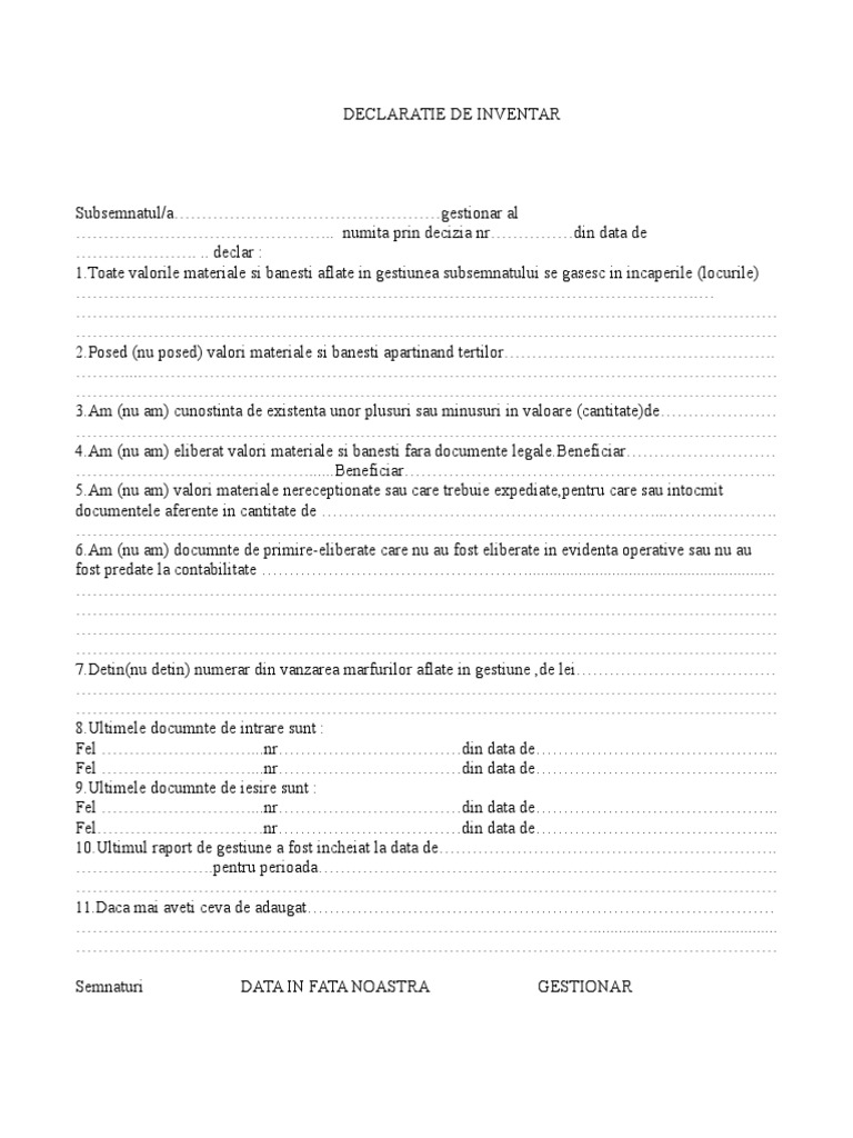 Declaratie de Inventar | PDF