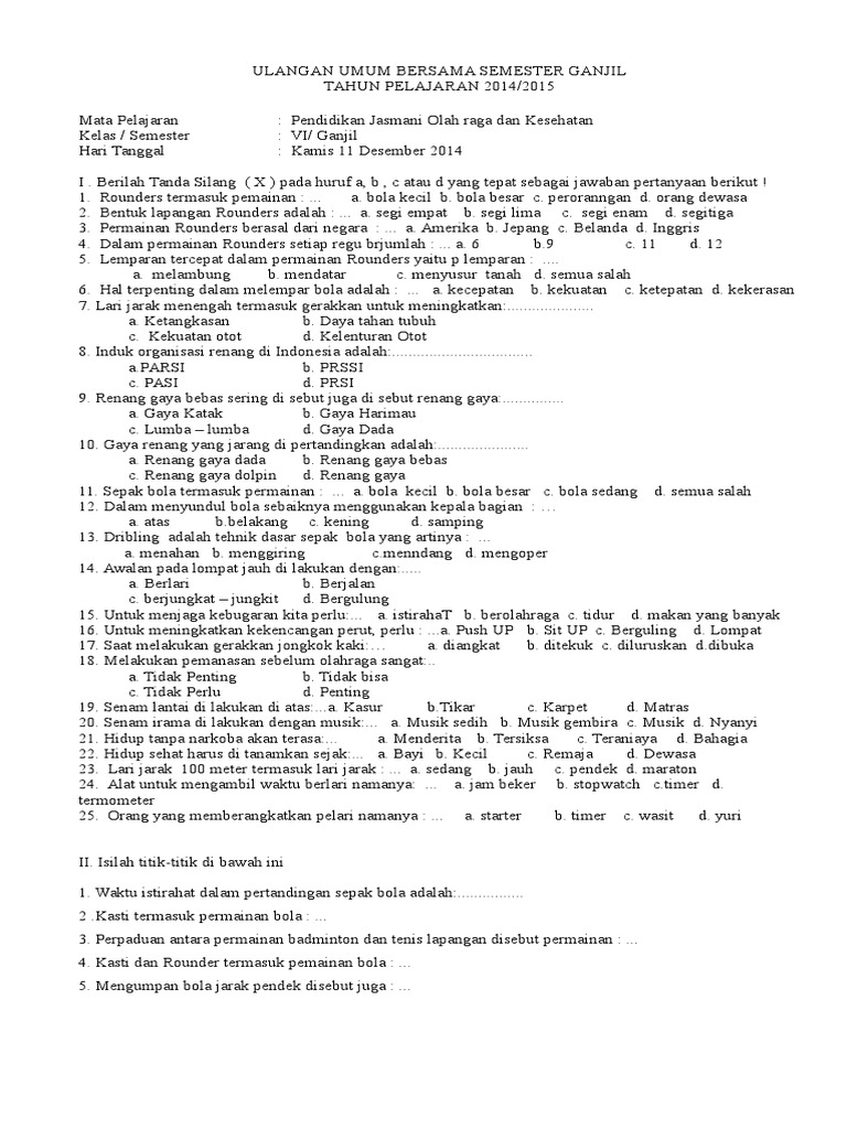 soal penjas