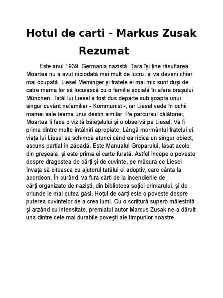 Hotul De Carti Rezumat