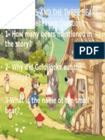 Goldilocks and The Three Bears Comprehension Questions