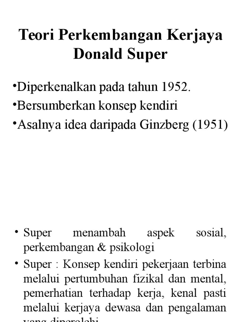 Teori Perkembangan Kerjaya Donald Super | PDF