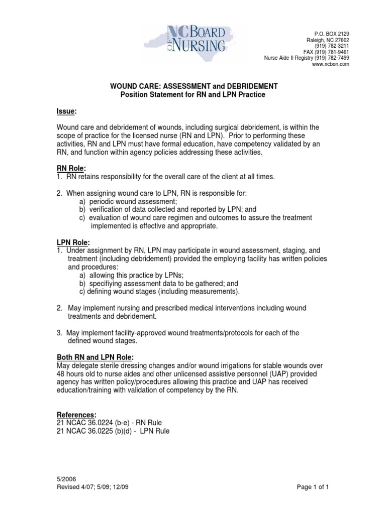 Wound Care Assessment Debridement