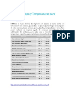 Guía de Tiempo y Temperaturas para Sublimar