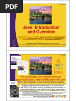 Java: Introduction and Overview: For Customized Java-Related Training at