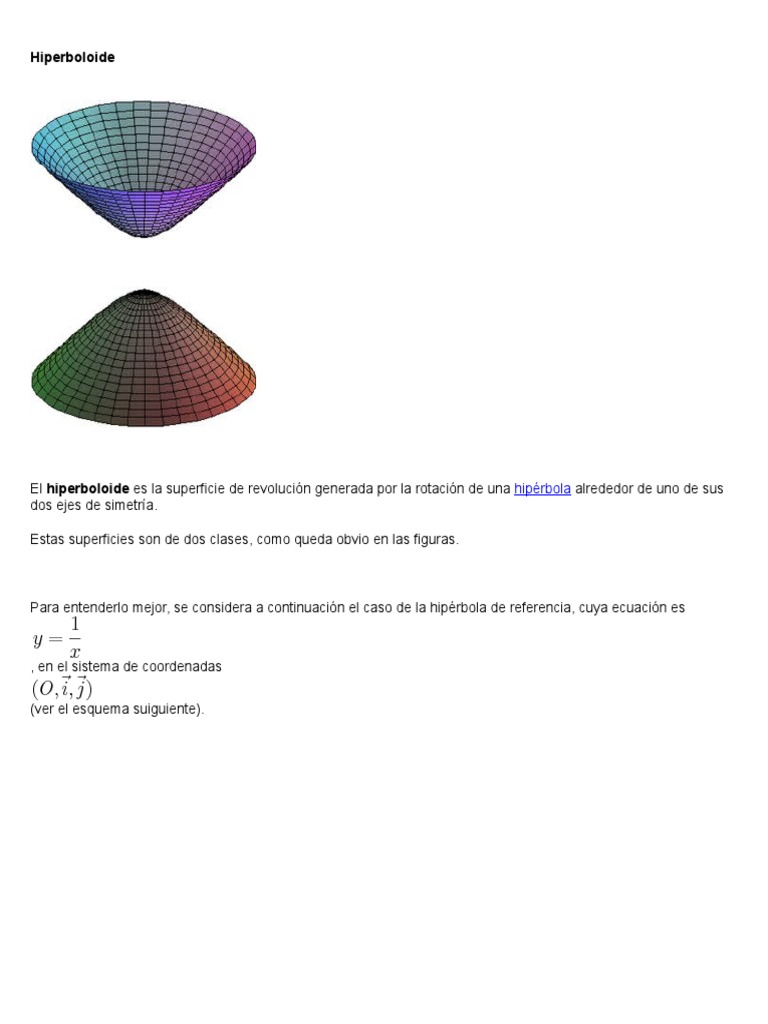 Ecuaciones del Hiperboloide de Revolución | PDF | Geometría | Enseñanza ...
