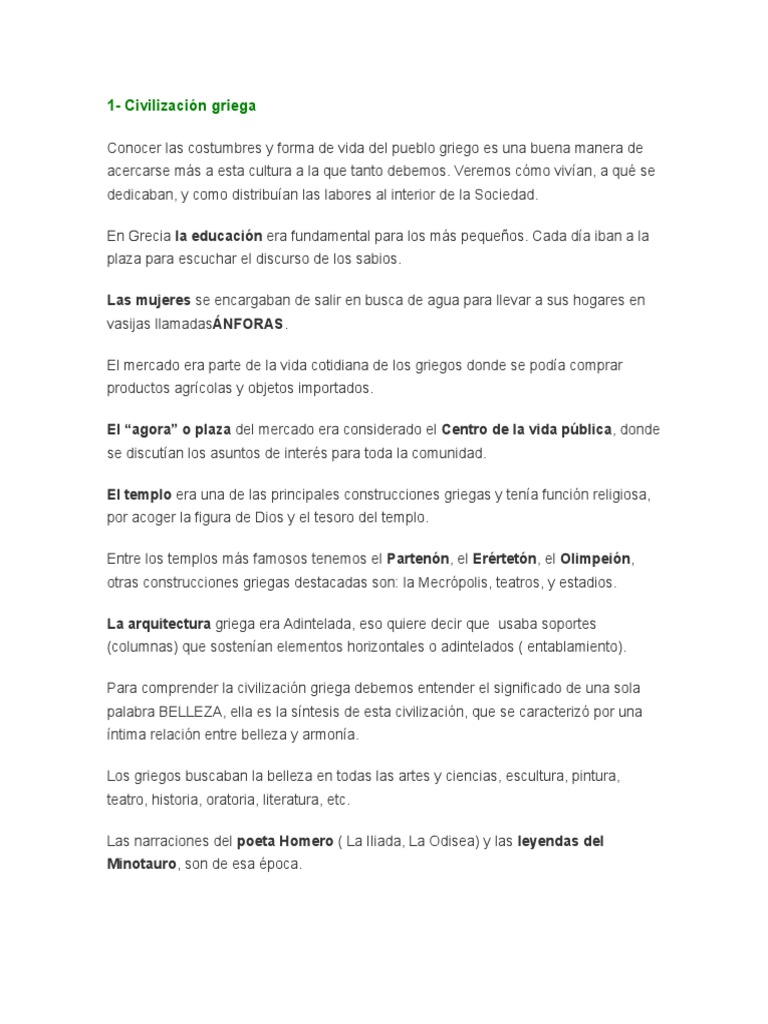Resumen de la civilización griega | PDF | Antigua Grecia | Grecia