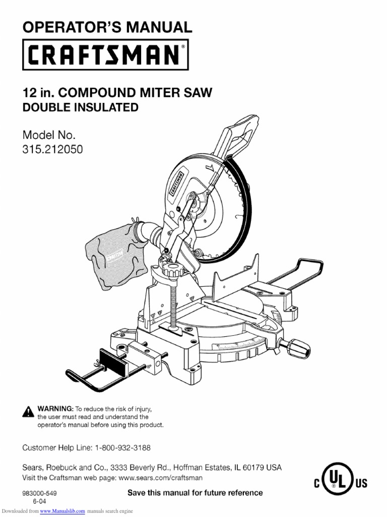 Craftsman Miter Saw Manual PDF Screw Tools